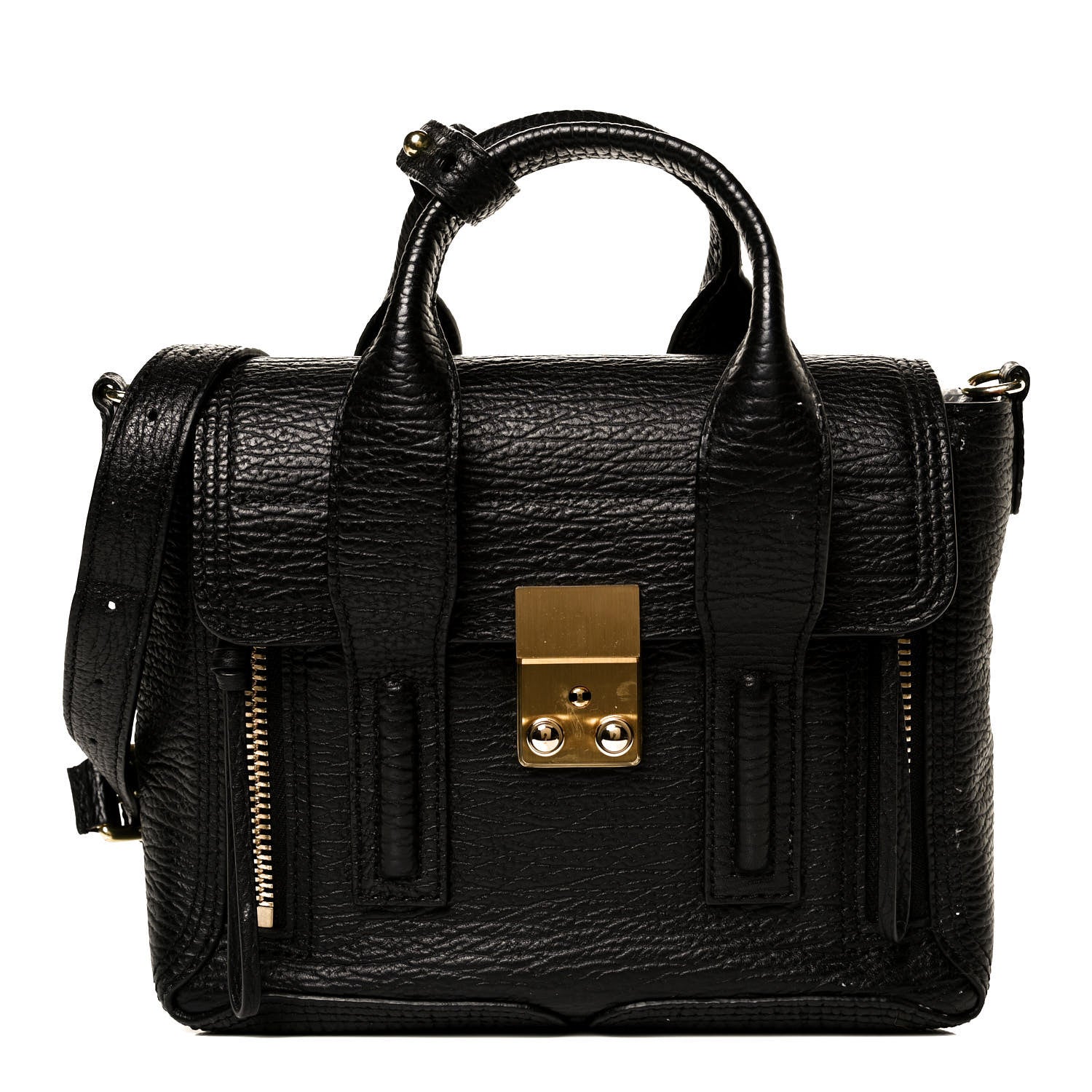 3.1 Phillip Lim Textured Calfskin Mini Pashli Satchel Black 1 of 13