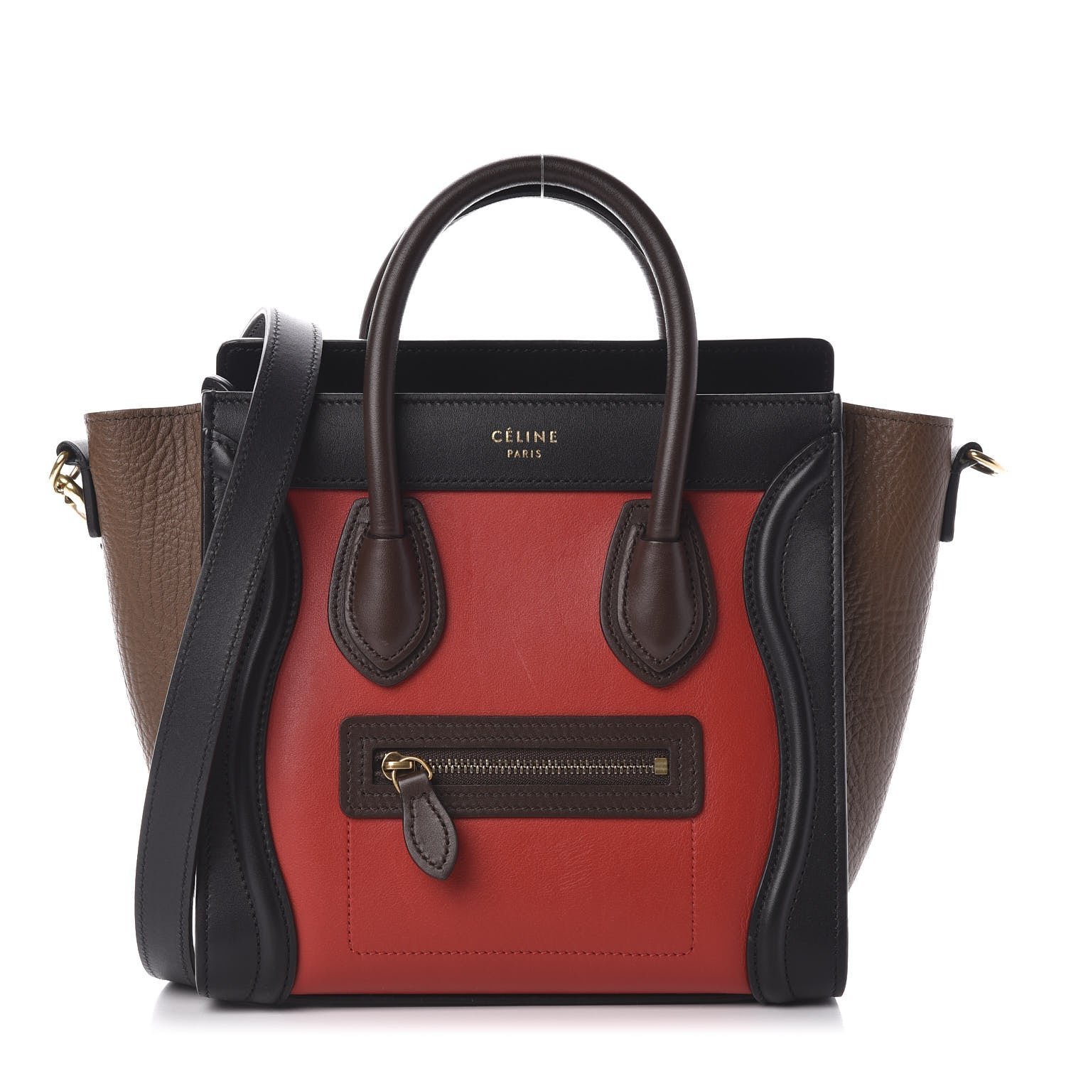 Celine Calfskin Bullhide Nano Tri-Color Luggage Bright Red 1 of 9