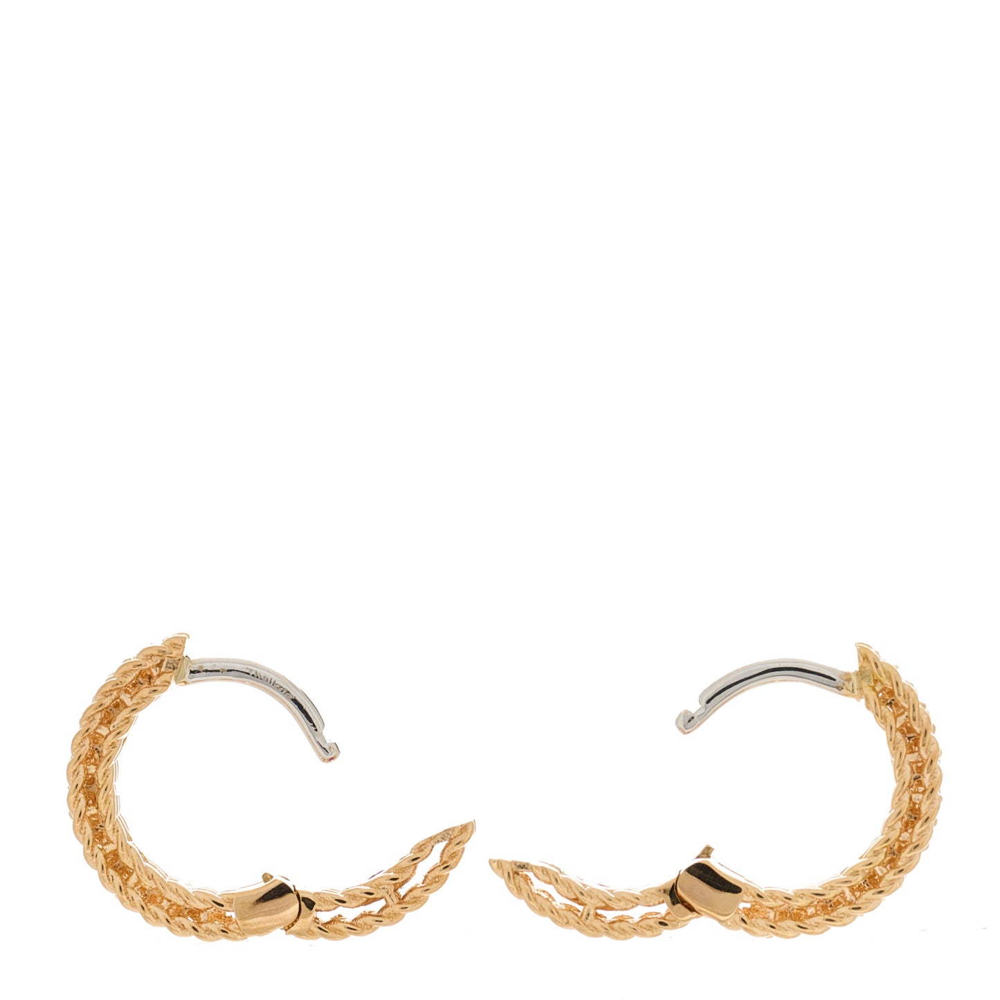 18K Rose Gold Diamond Symphony Braided Huggie Hoop Earrings