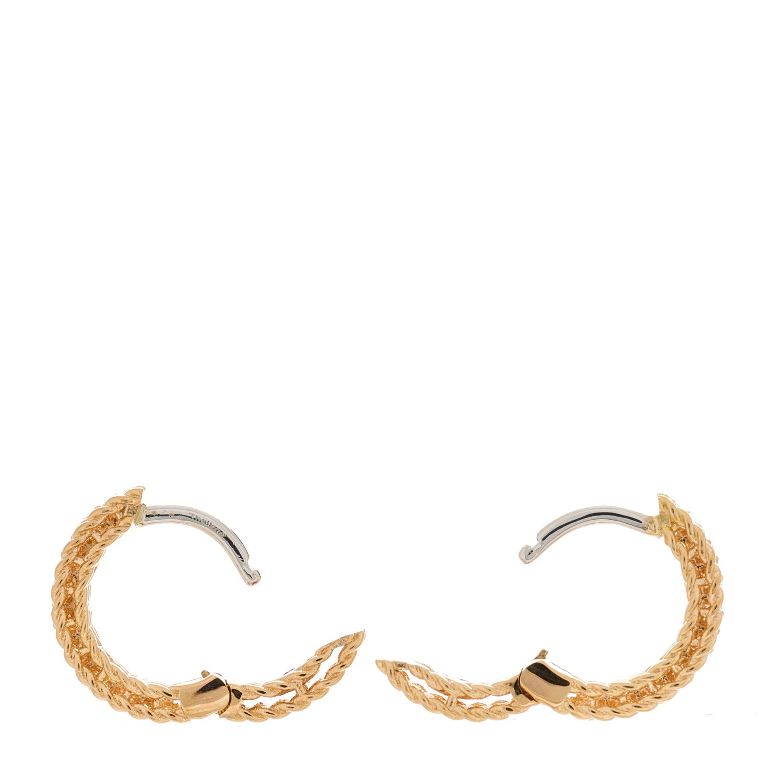 Roberto Coin 18K Rose Gold Diamond Symphony Braided Huggie Hoop Earrings 3 of 4