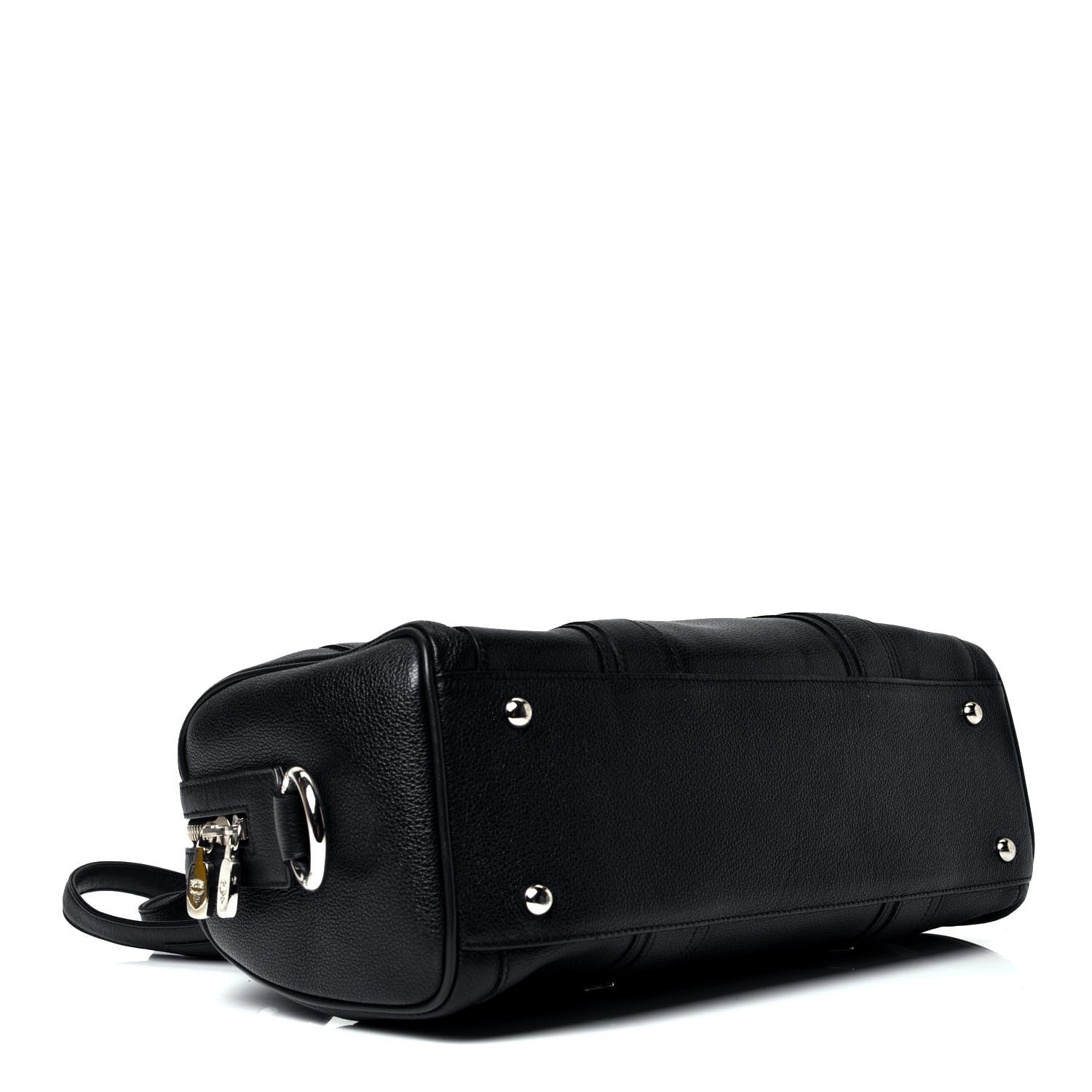 MCM Grained Calfskin Studded Heritage Barrel Bag Black 3 of 4