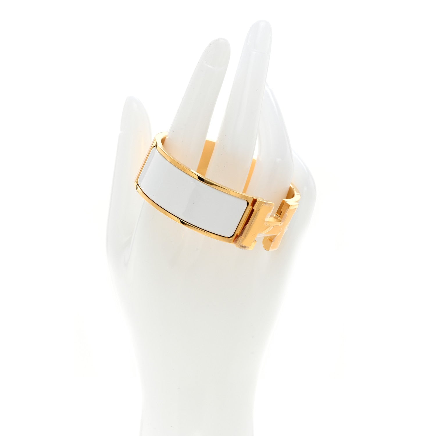 Hermes Enamel Wide Clic Clac H Bracelet GM White 2 of 5
