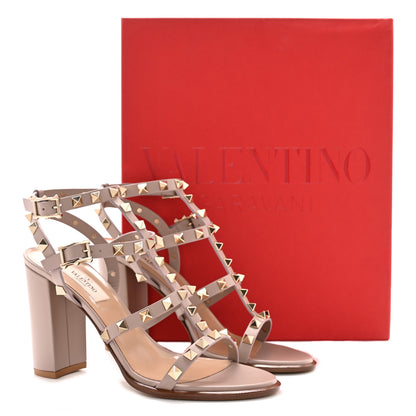 Valentino Garavani Calfskin Rockstud 90mm City Sandals 37.5 Poudre 8 of 8