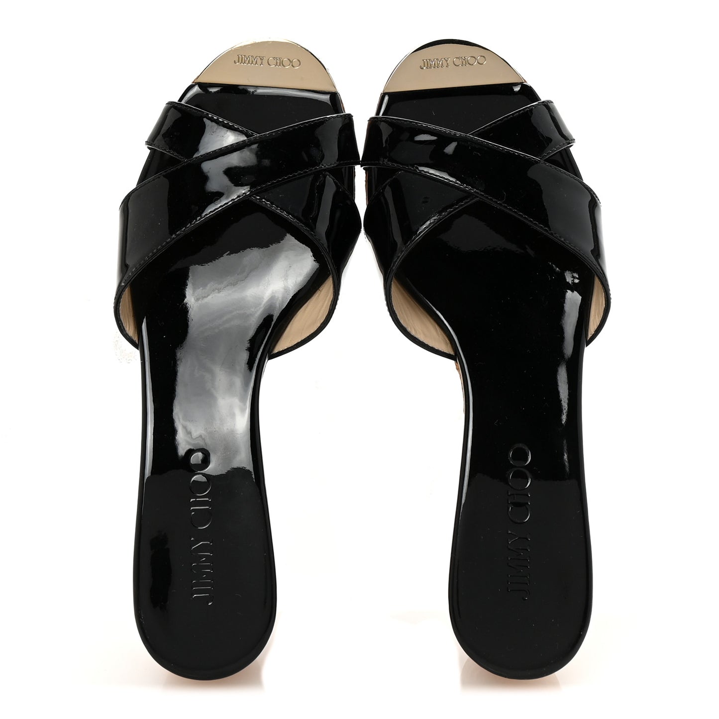 Patent Prima Cork Wedge Sandals 37 Black