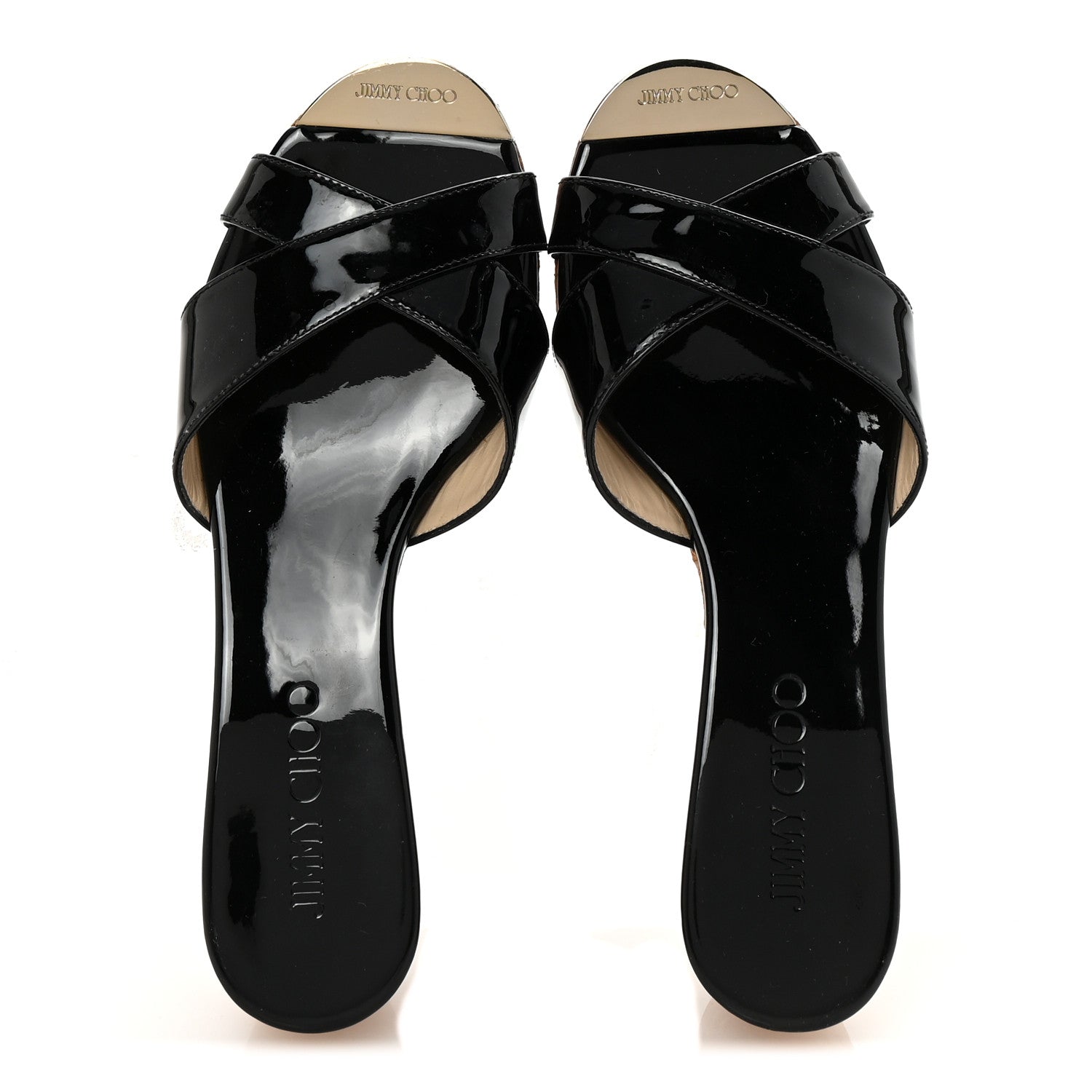 Jimmy Choo Patent Prima Cork Wedge Sandals 37 Black 2 of 8