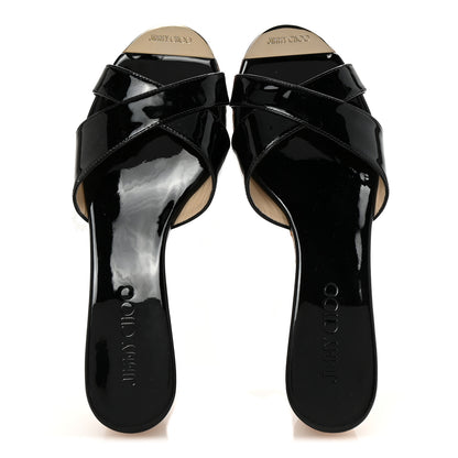 Jimmy Choo Patent Prima Cork Wedge Sandals 37 Black 2 of 8