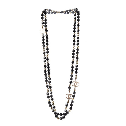 Chanel Beaded CC Long Necklace Black Gold 3 of 6
