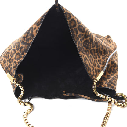 Saint Laurent Suede Leopard Print Medium Suzanne Hobo Natural 5 of 10