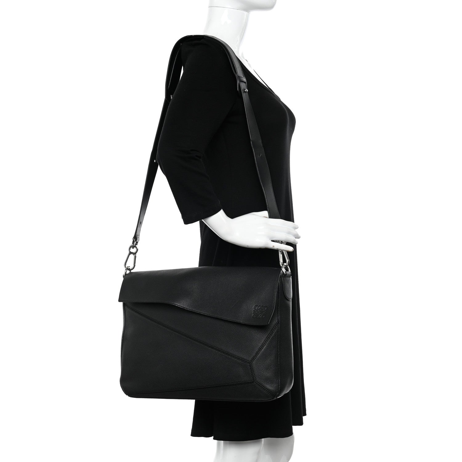 Loewe Calfskin Puzzle Messenger Bag Black 2 of 9