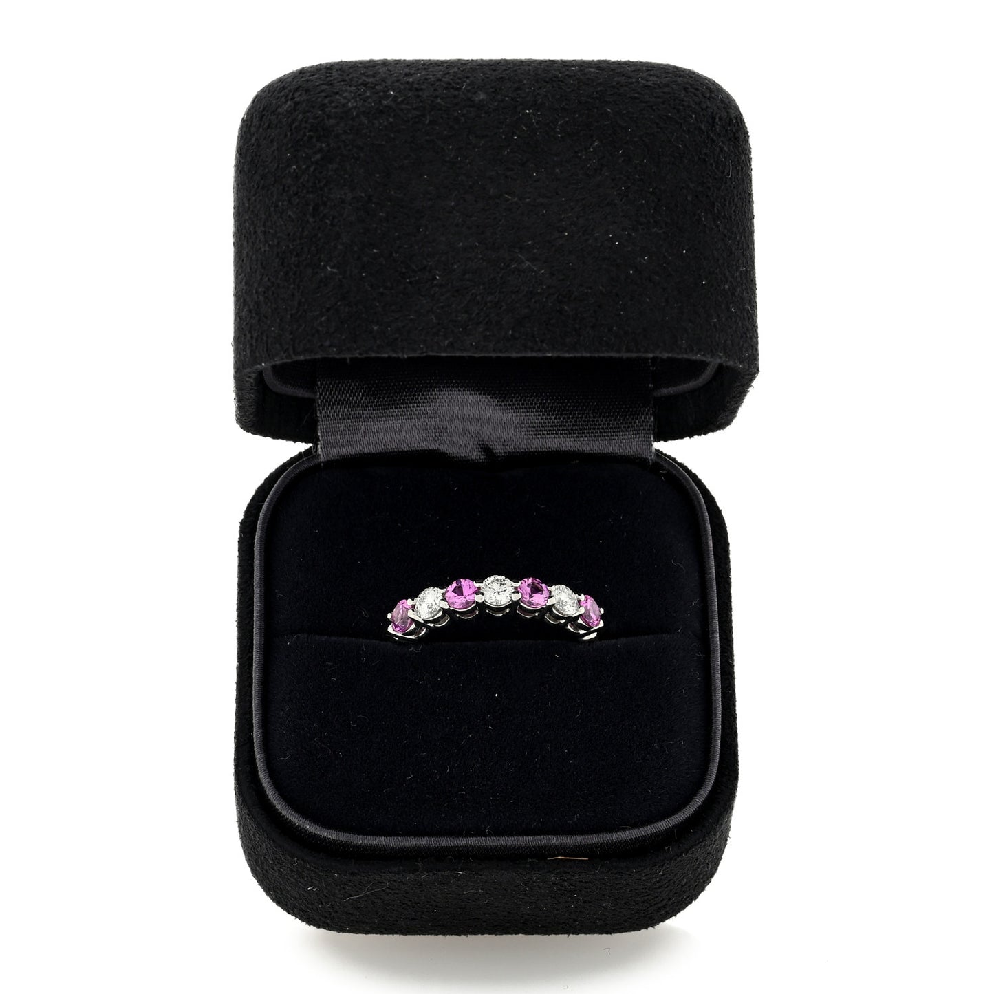 Platinum Diamond Pink Sapphire 3mm Embrace Half Circle Ring 53 6.25