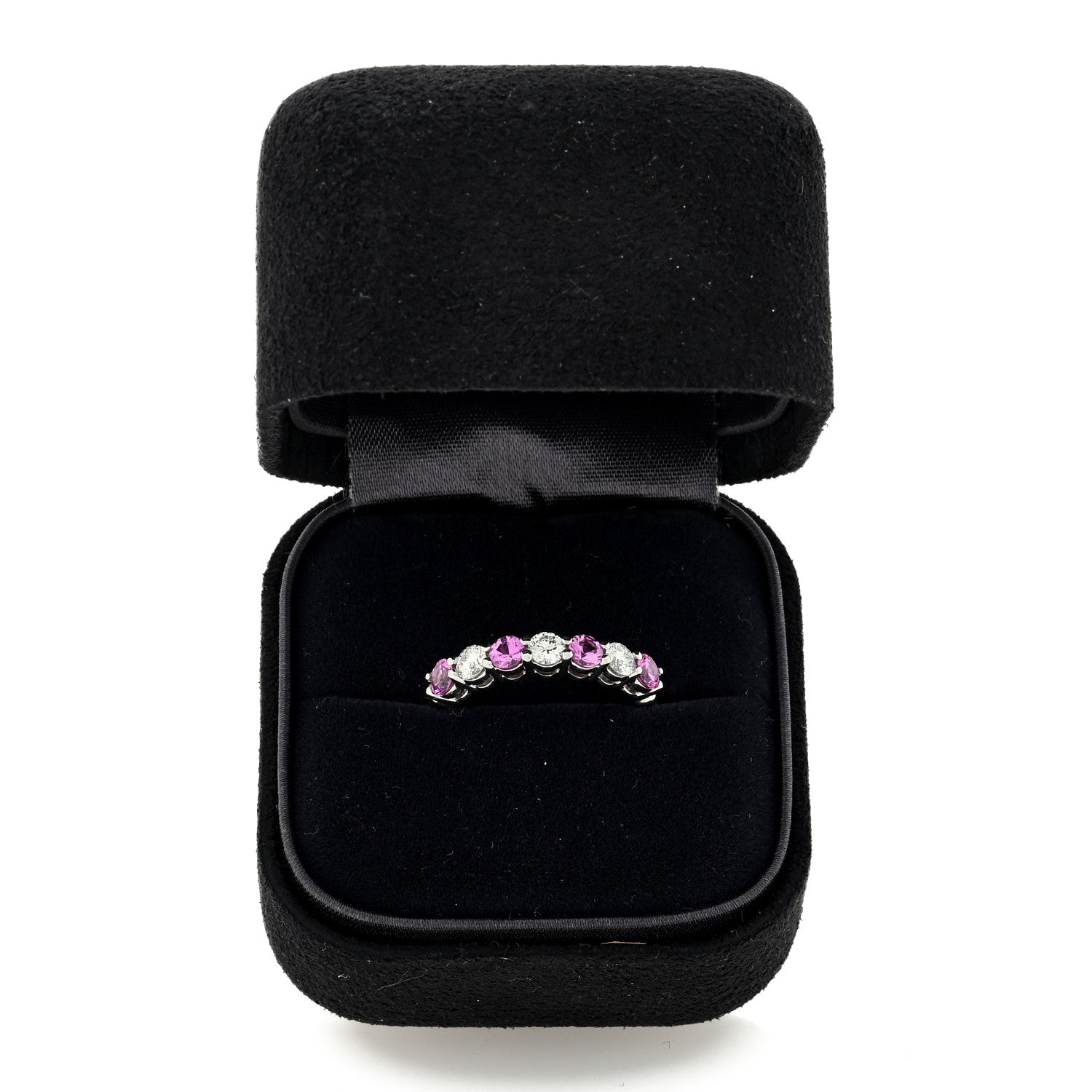 Tiffany Platinum Diamond Pink Sapphire 3mm Embrace Half Circle Ring 53 6.25 5 of 5