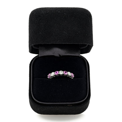 Tiffany Platinum Diamond Pink Sapphire 3mm Embrace Half Circle Ring 53 6.25 5 of 5