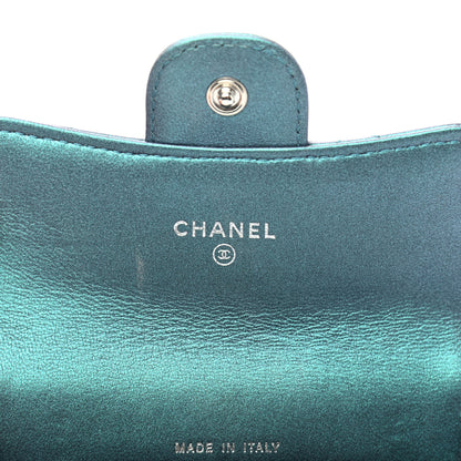 Chanel Iridescent Lambskin Quilted Flap Card Holder Turquoise 11 of 16