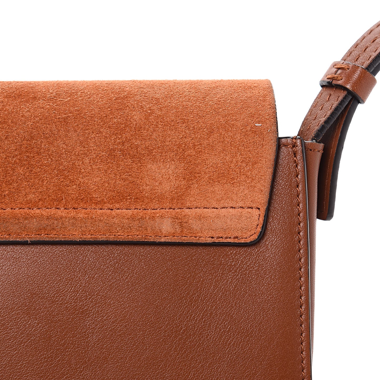 Suede Calfskin Small Faye Shoulder Bag Tobacco