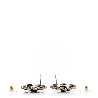 Chanel Lambskin Chain Around CC Earrings Light Gold Black 3 of 4