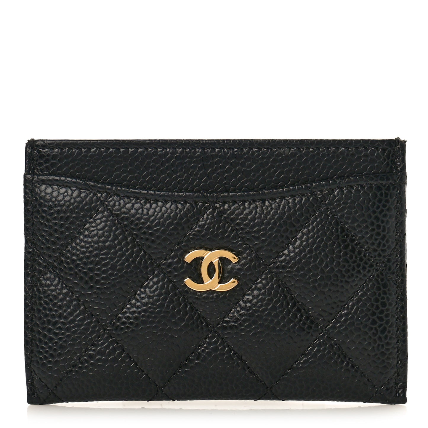 Caviar Quilted Card Holder Black