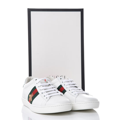 Gucci Calfskin Ayers Bee Embroidered Womens Ace Sneakers 37.5 White Green 9 of 9