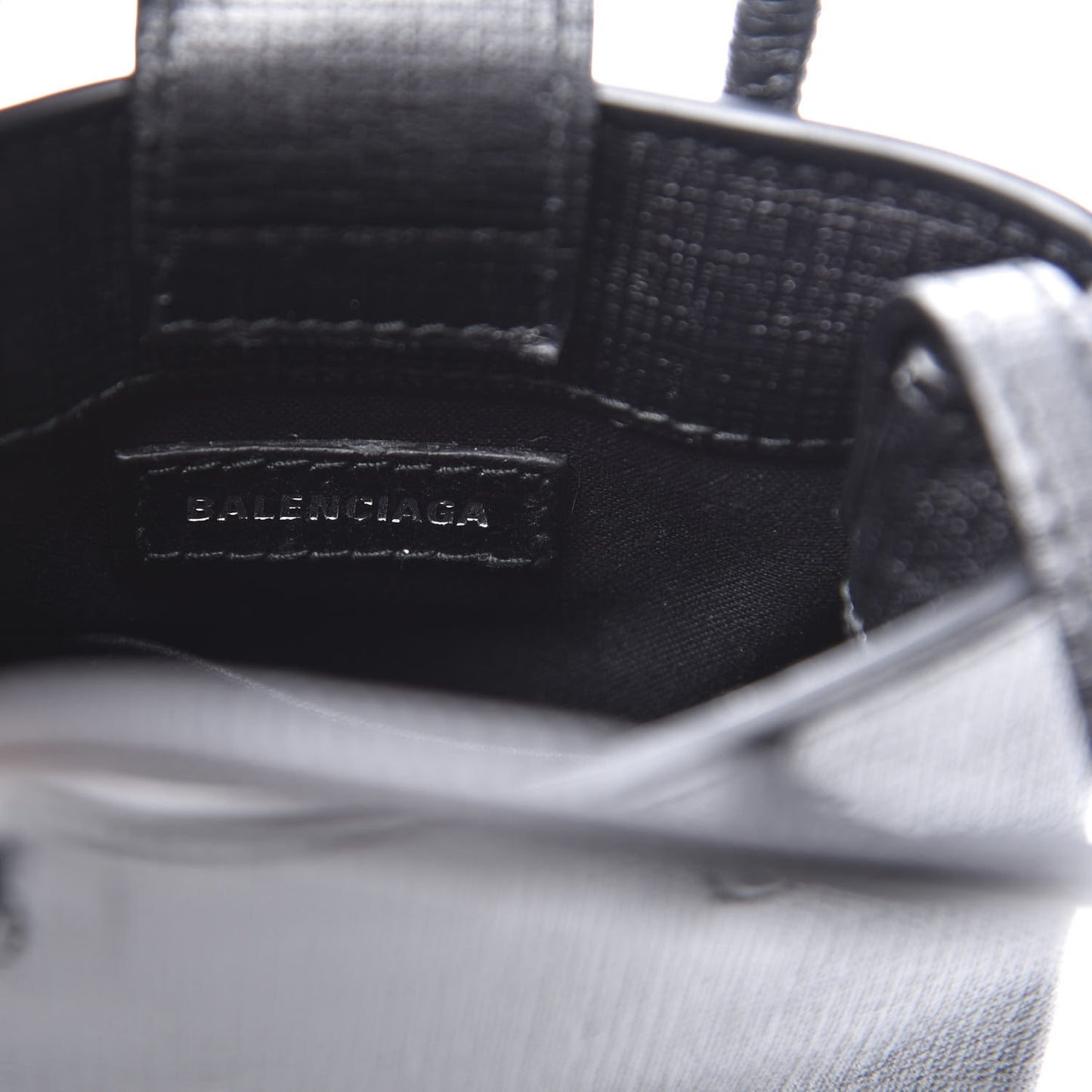 Squared Calfskin Logo Shopping Phone Holder Bag Black