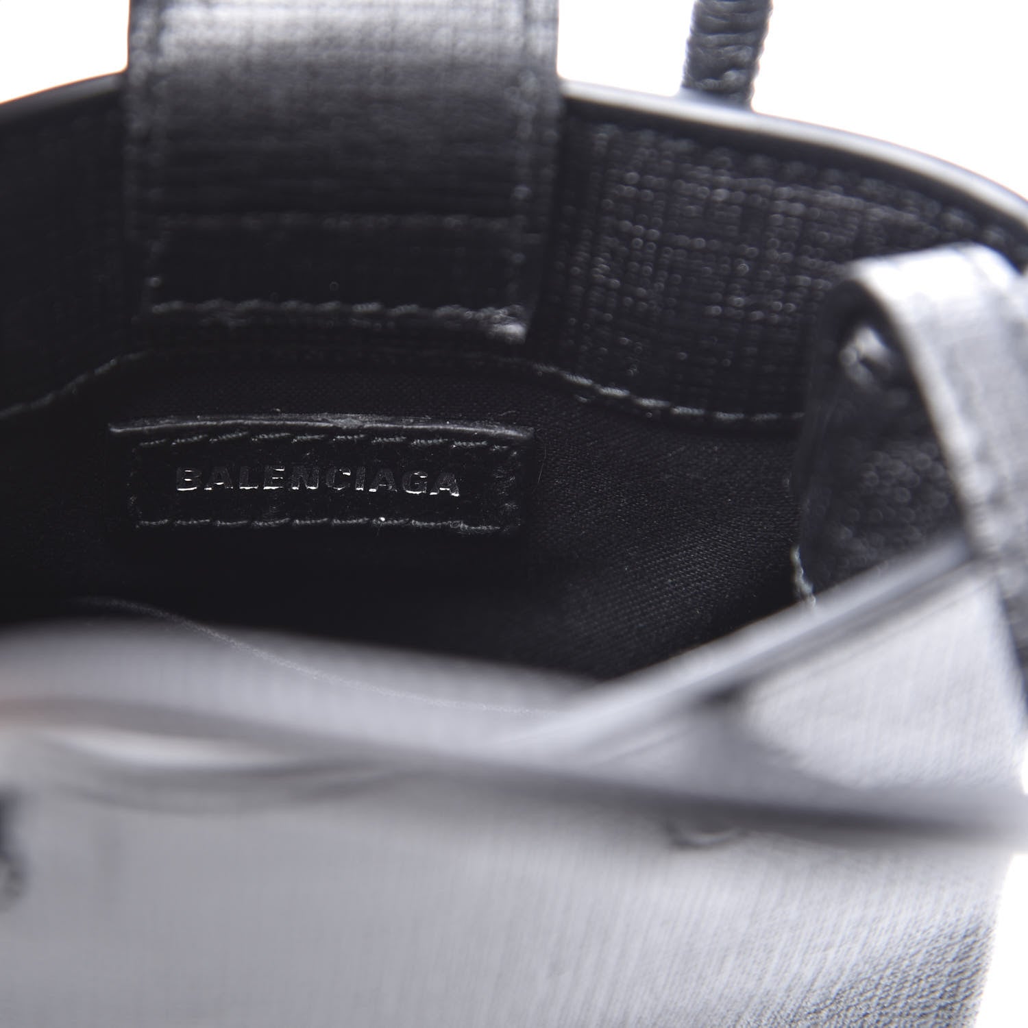 Balenciaga Squared Calfskin Logo Shopping Phone Holder Bag Black 5 of 9