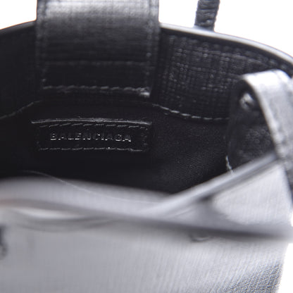 Balenciaga Squared Calfskin Logo Shopping Phone Holder Bag Black 5 of 9