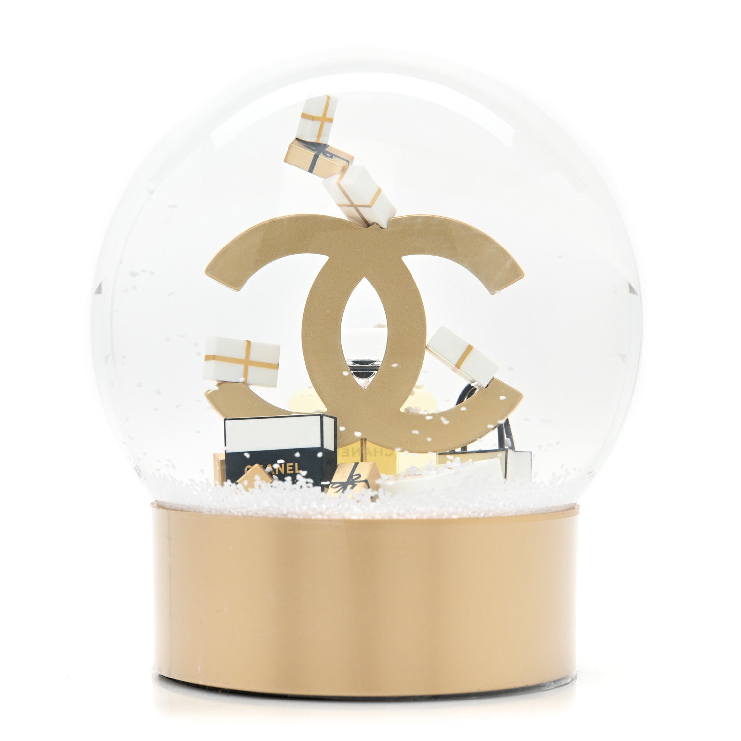 Chanel Glass CC Shopping Bag Snow Globe Gold 4 of 6