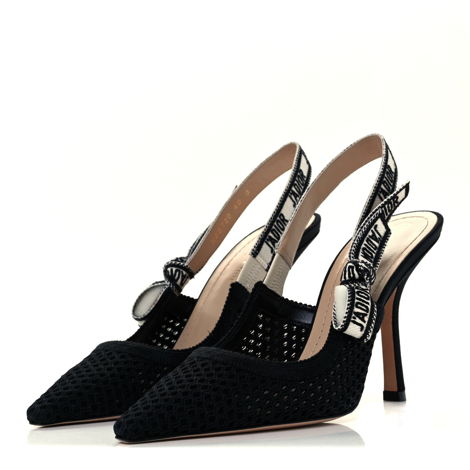 Christian Dior Mesh Fabric Ribbon J'Adior Slingback 100mm Pumps 40 Black 2 of 11
