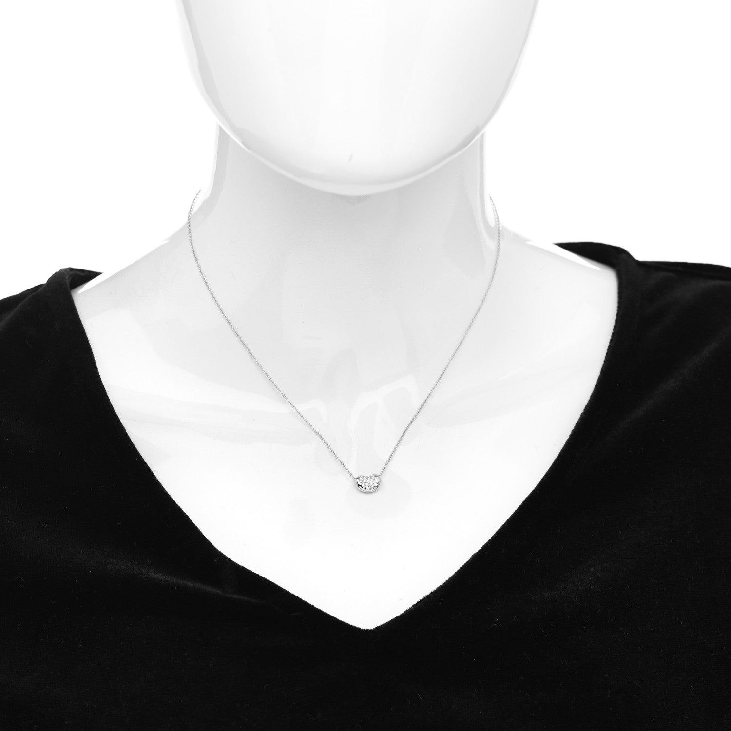 Tiffany Platinum Diamond 9mm Elsa Peretti Bean Pendant Necklace 2 of 5