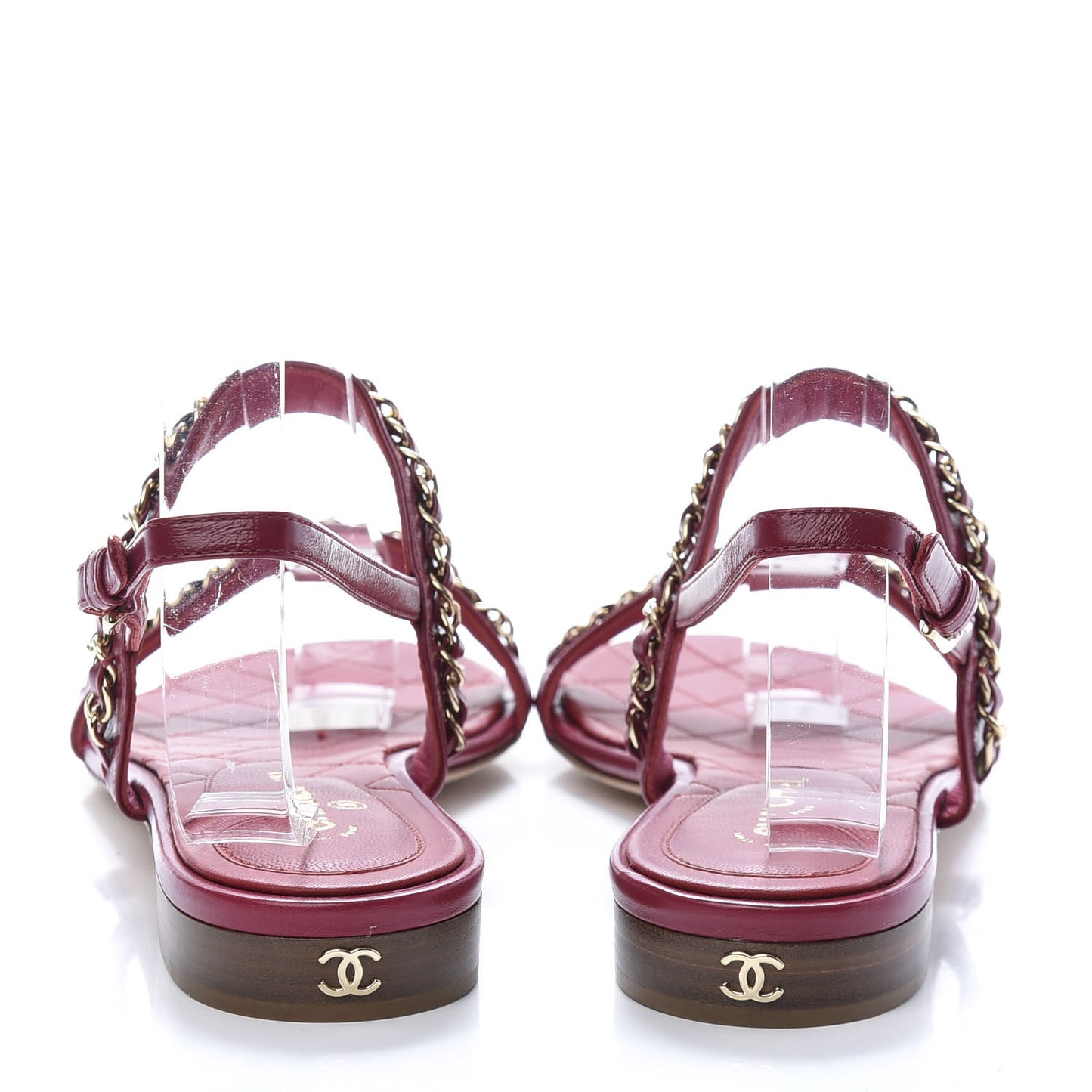 Calfskin Chain CC Sandals 37 Dark Pink