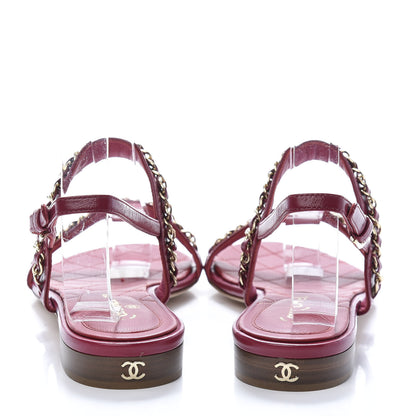 Chanel Calfskin Chain CC Sandals 37 Dark Pink 5 of 8
