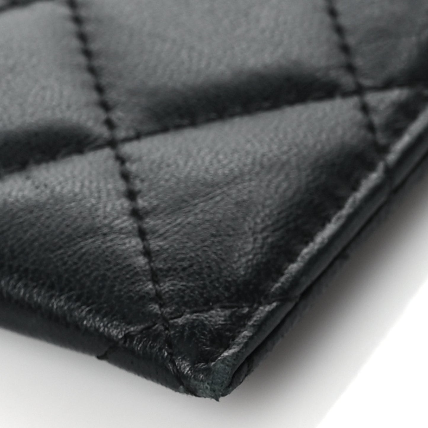Lambskin Quilted Card Holder Black