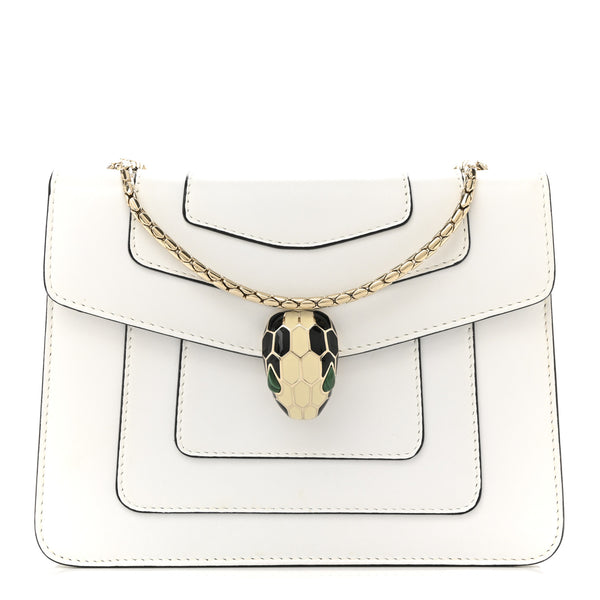 BVLGARI ホワイトハンドバッグ Bulgari Calfskin Small Serpenti Forever Crossbody Bag White Agate