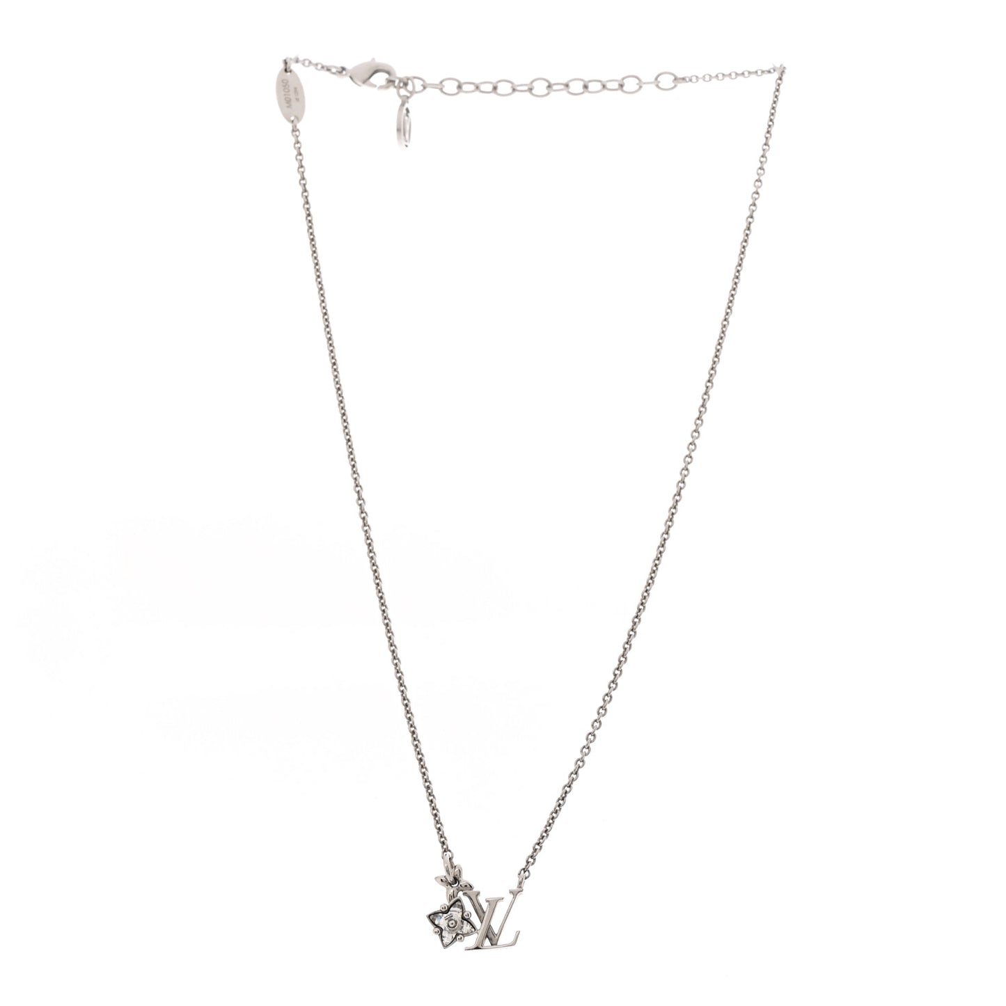 Metal Crystal Loulougram Necklace Silver