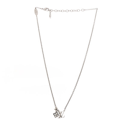 Louis Vuitton Metal Crystal Loulougram Necklace Silver 3 of 8