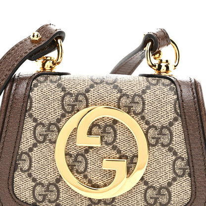 Gucci GG Supreme Monogram Textured Dollar Calfskin Blondie Card Case Wallet with Strap Beige Ebony New Acero 8 of 10