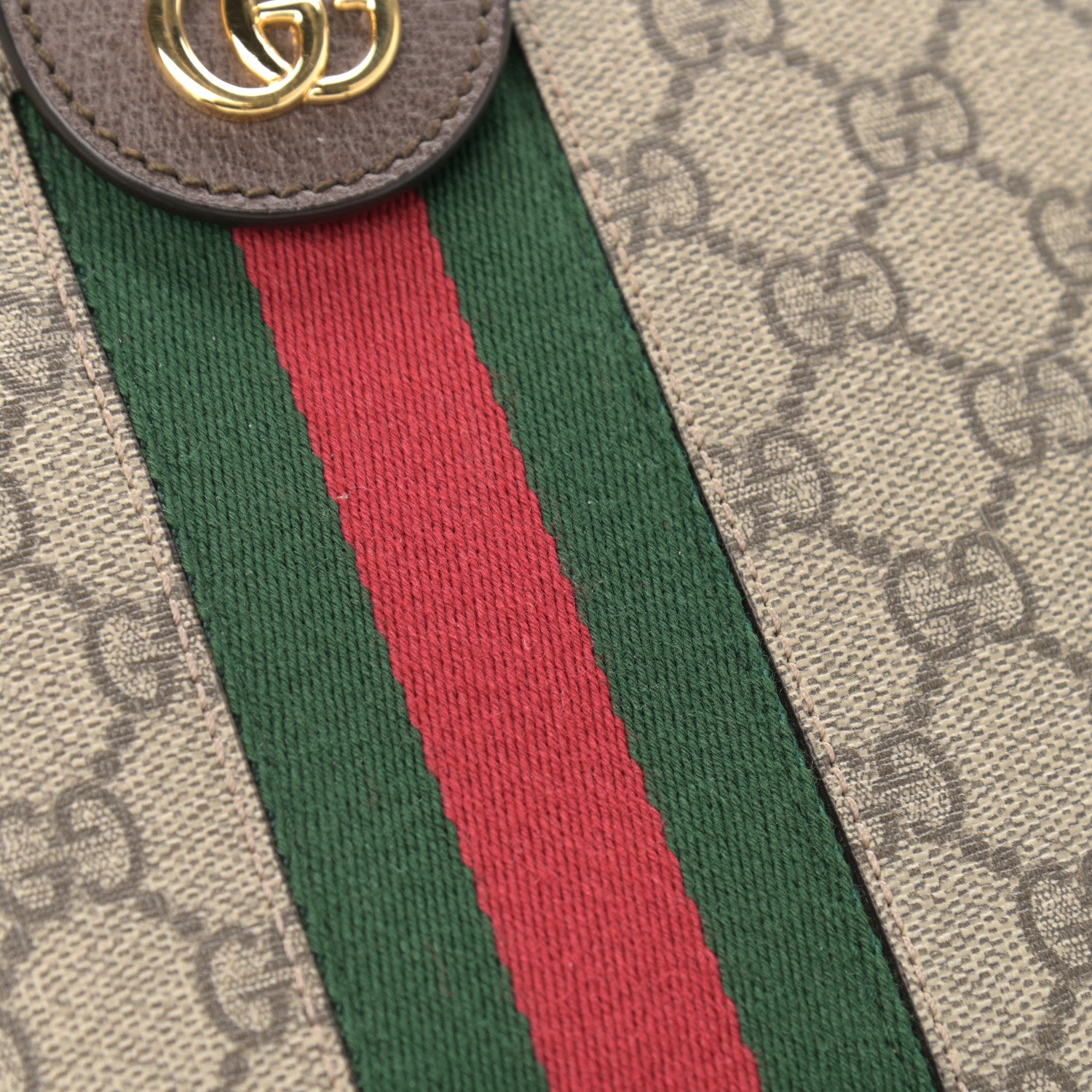 Gucci GG Supreme Monogram Textured Dollar Calfskin Web Small Ophidia Dome Shoulder Bag Beige Ebony New Acero 15 of 16