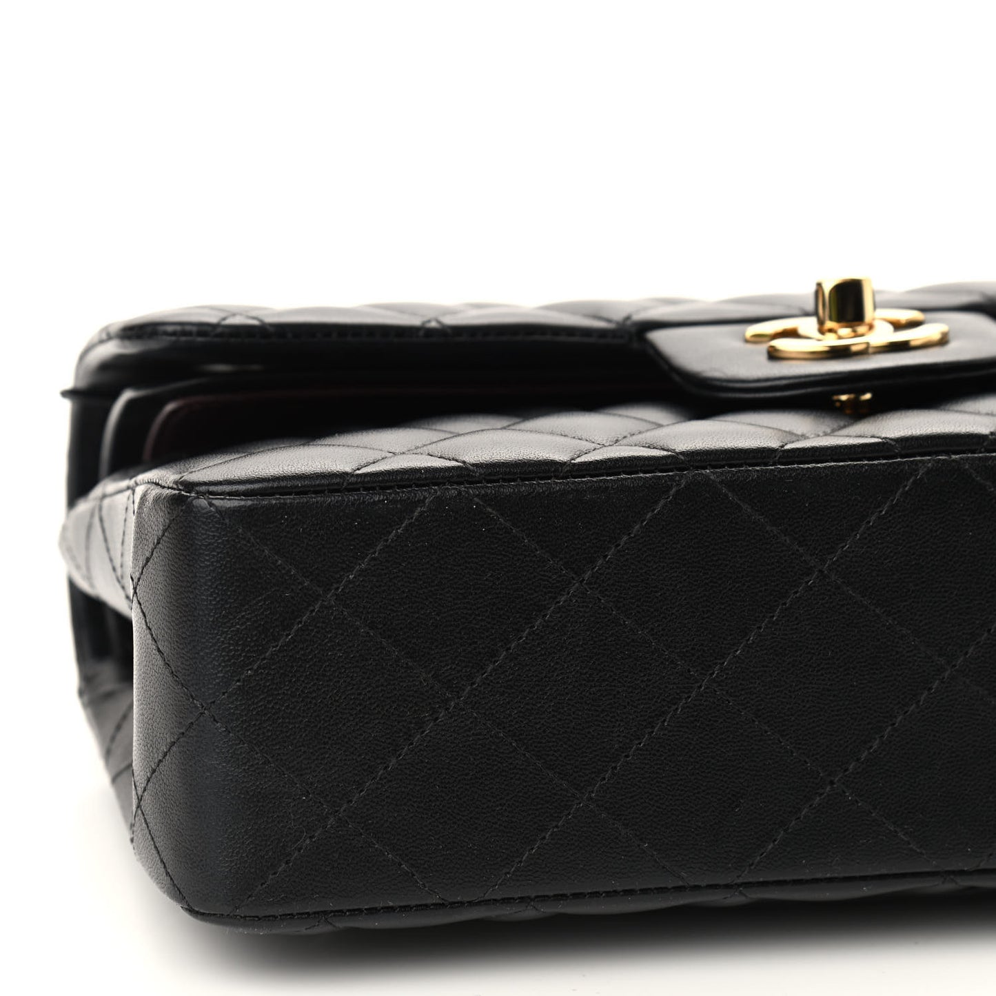 Lambskin Quilted Small Double Flap Black