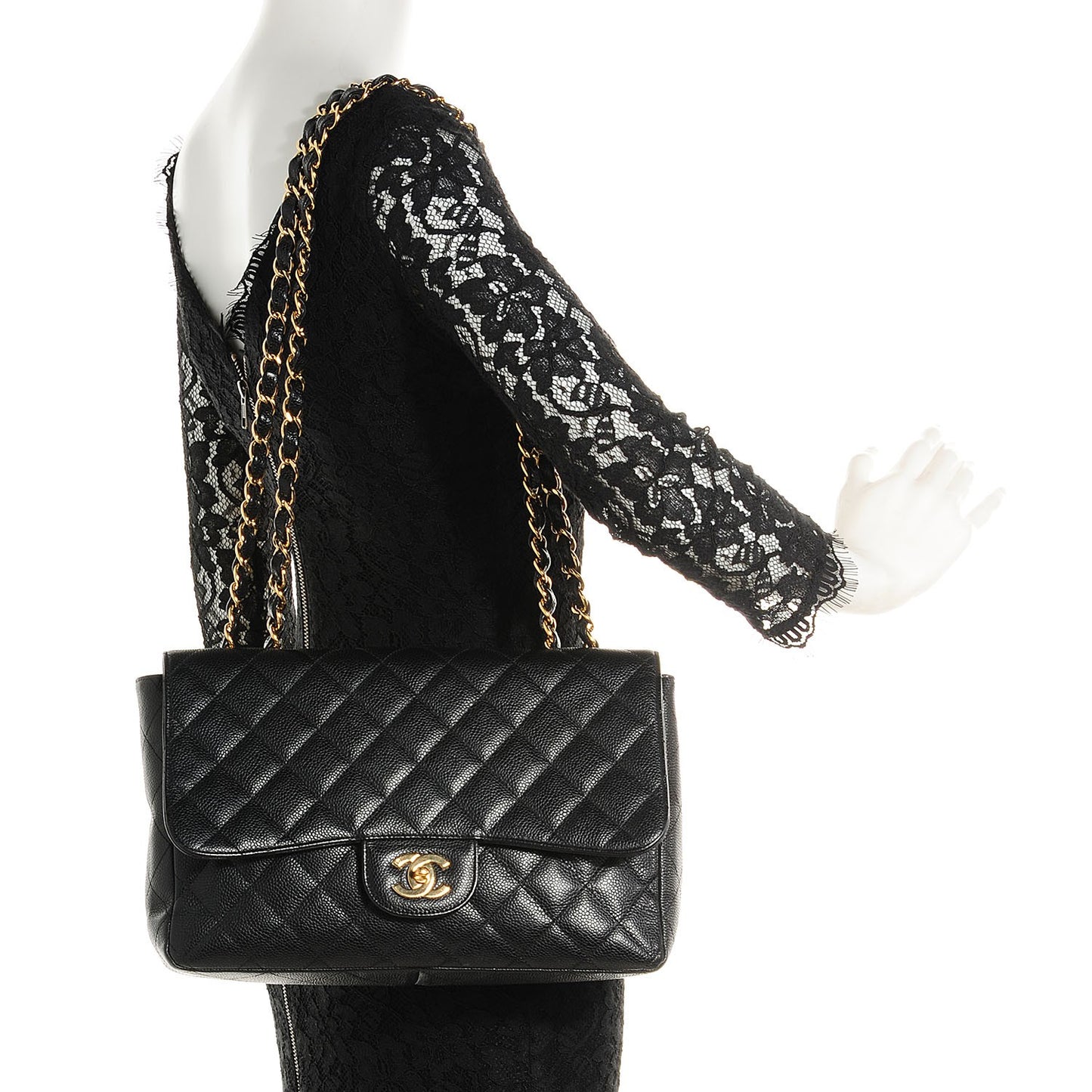Caviar Jumbo Single Flap Black