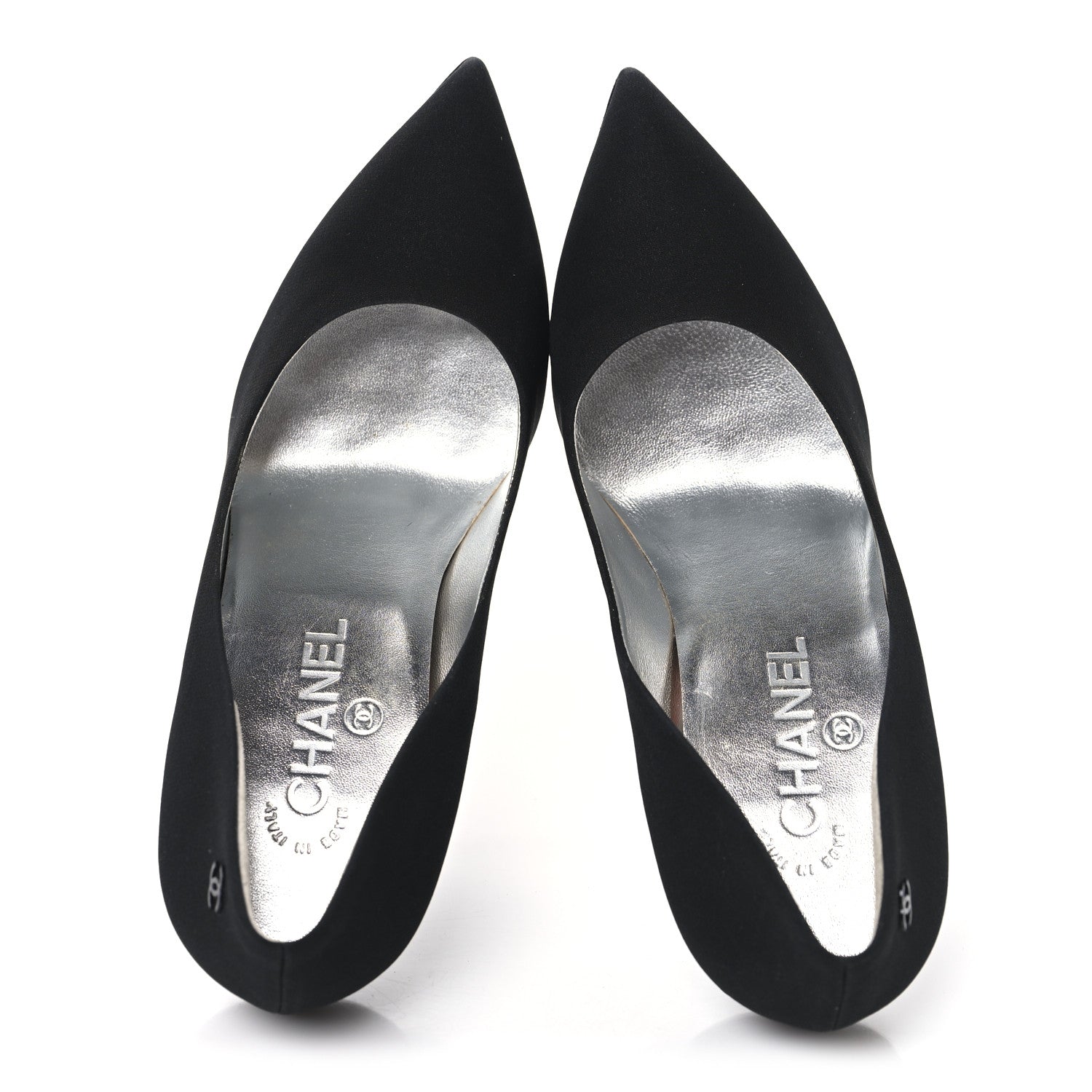 Chanel Silk Crepe CC Pumps 38.5 Black 2 of 10