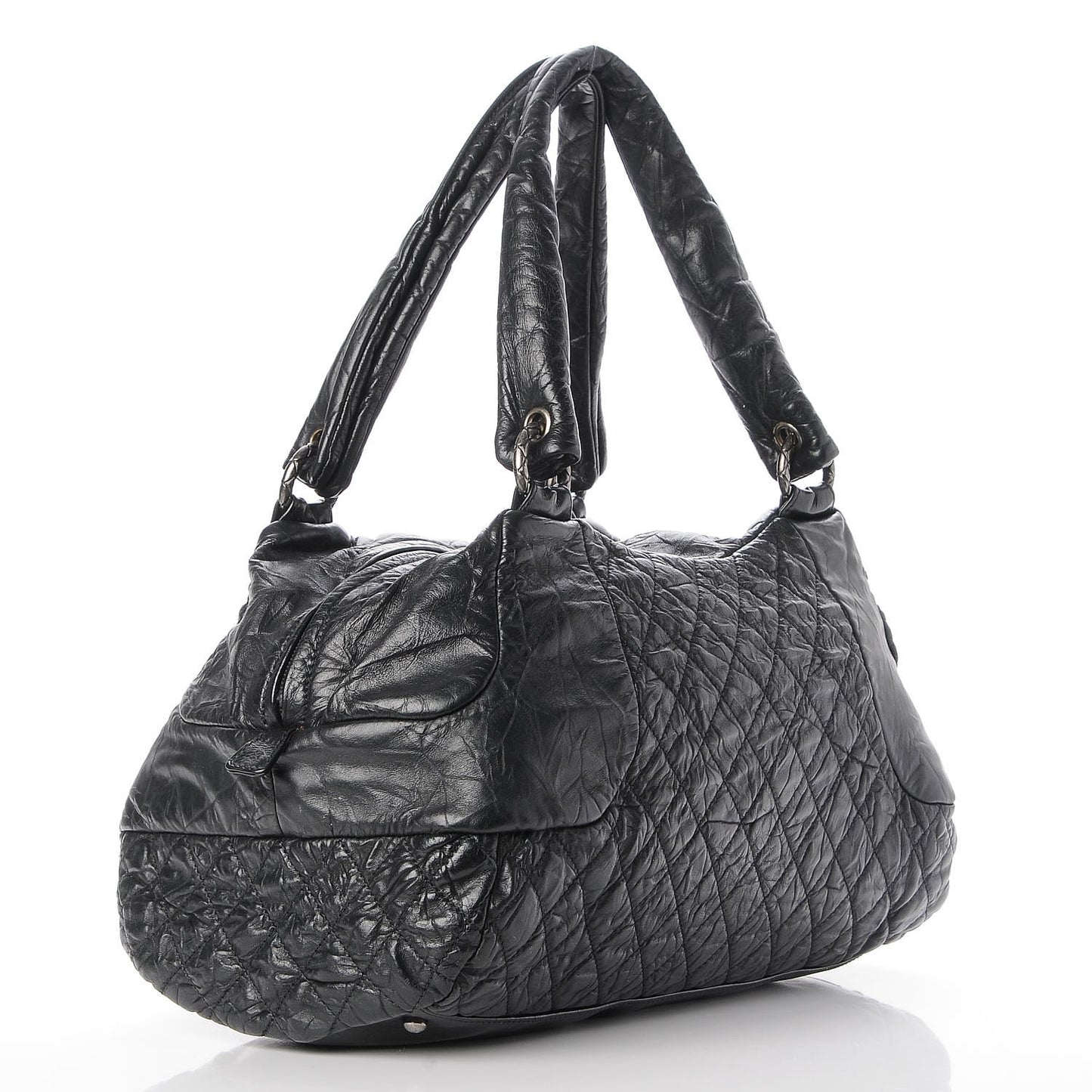 Aged Calfskin Coco Rider Bowling Bag Black