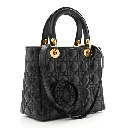 Christian Dior Lambskin Cannage Medium Lady Dior Black 3 of 10