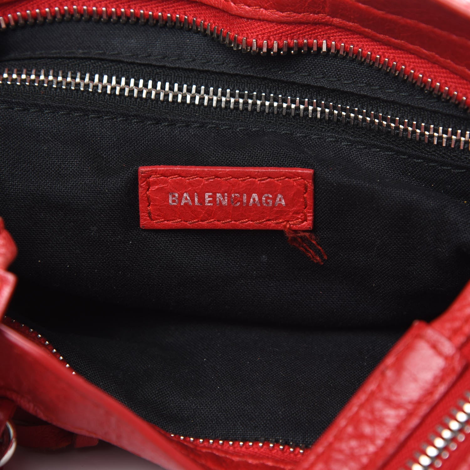Balenciaga Agneau Classic Silver Hardware Mini City Logo Strap Rouge Cardinal Black 5 of 15