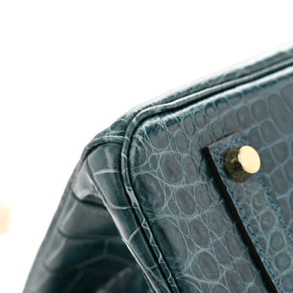 Hermes Shiny Porosus Crocodile Birkin 35 Colvert 12 of 13