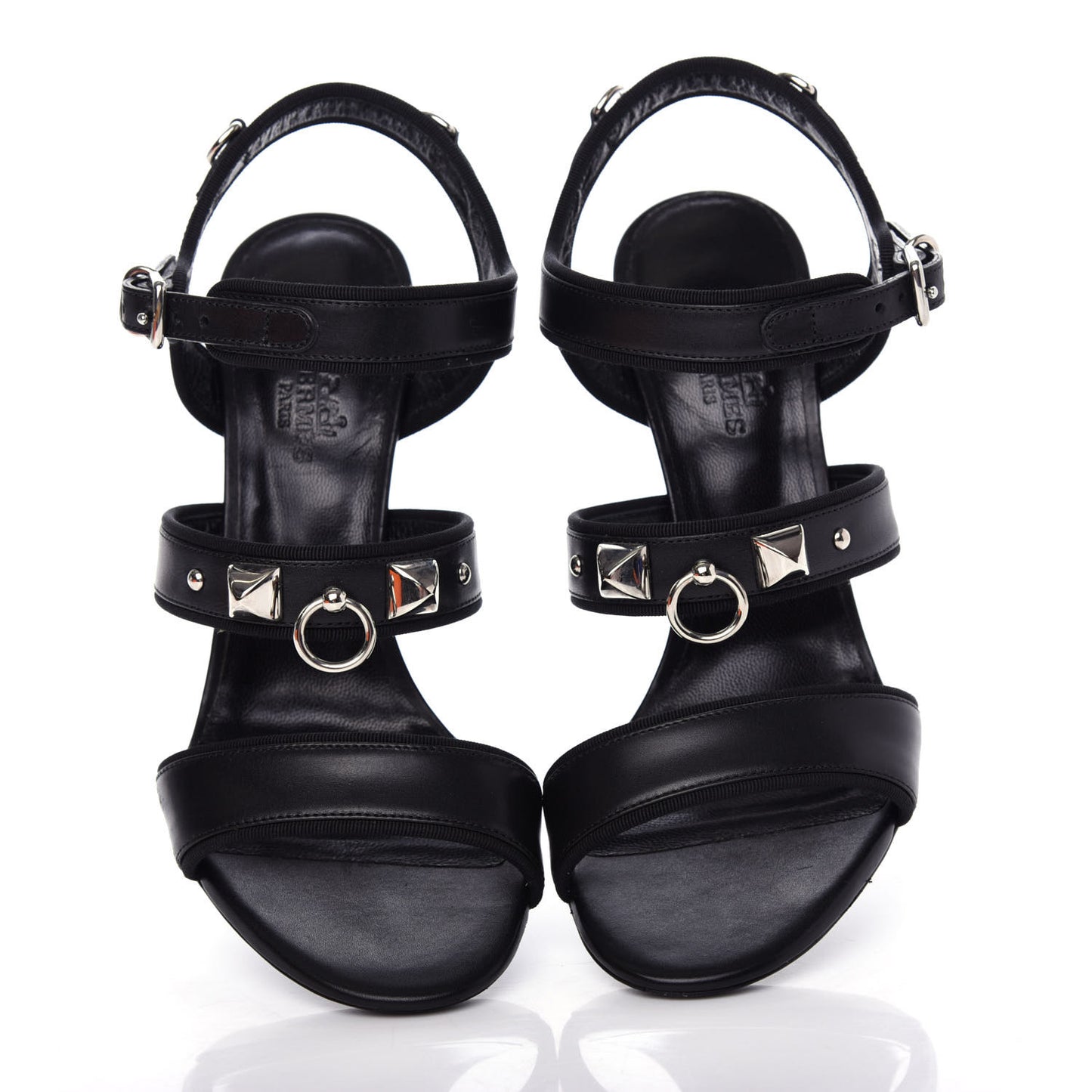 Calfskin Grosgrain Osmose Sandals 37 Black