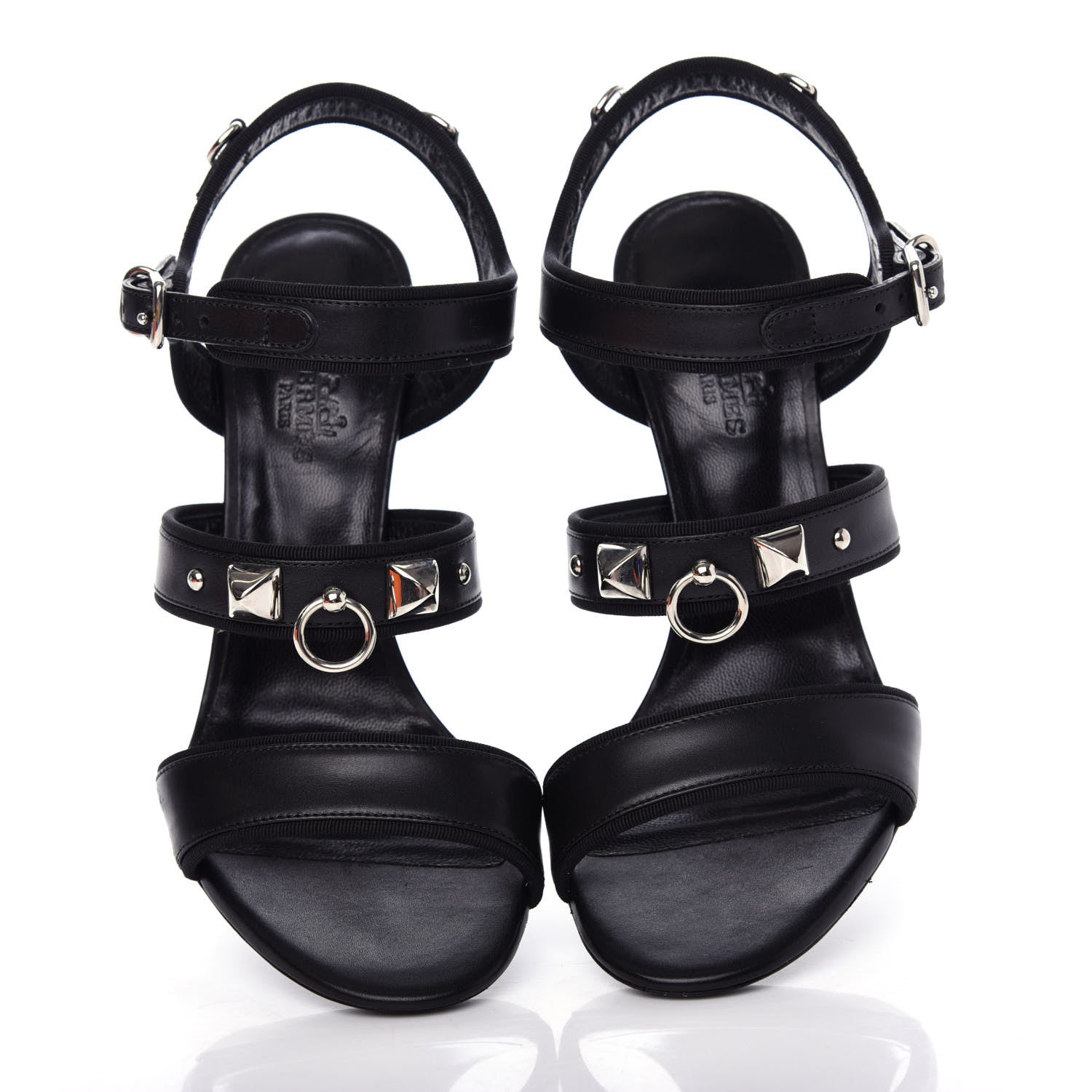 Hermes Calfskin Grosgrain Osmose Sandals 37 Black 5 of 10