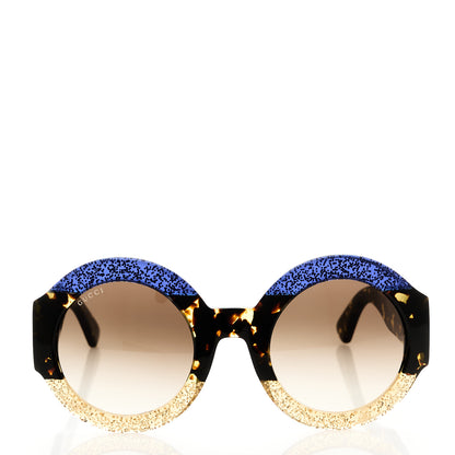 Gucci Acetate Round GG0084S Sunglasses Glitter Blue Multi 2 of 8