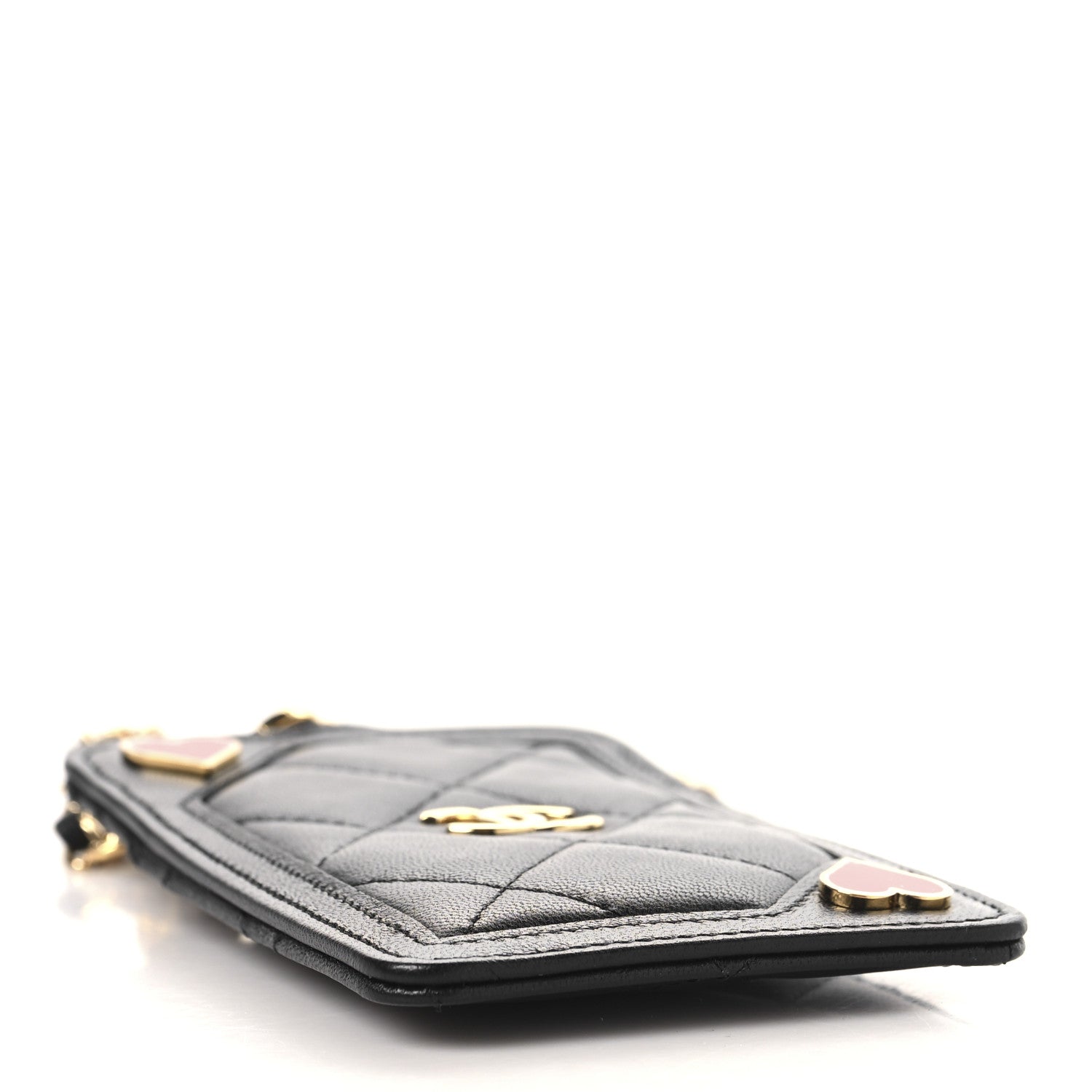 Chanel Lambskin Quilted Enamel Coco Casino Card Holder On Chain Black 4 of 7