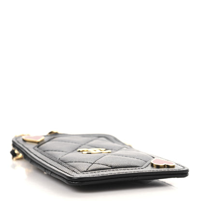 Chanel Lambskin Quilted Enamel Coco Casino Card Holder On Chain Black 4 of 7