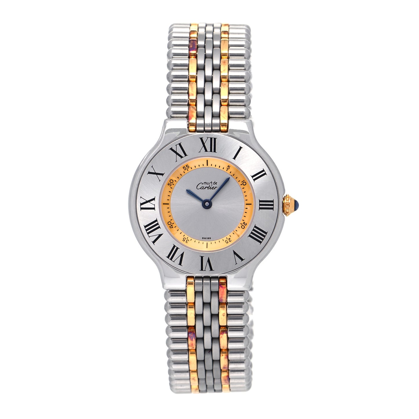 Stainless Steel 18K Yellow Gold 31mm Must De 21 Bullet Link Quartz Watch