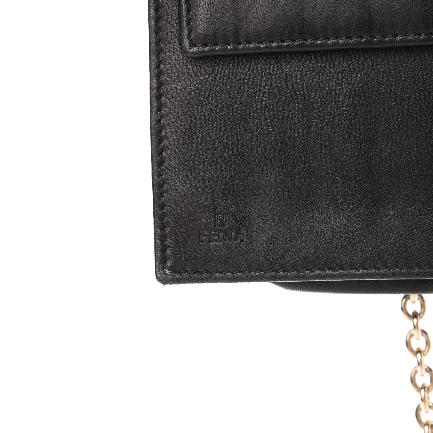 Fendi Nappa Logo Embossed Long Wallet On Chain Black 8 of 11