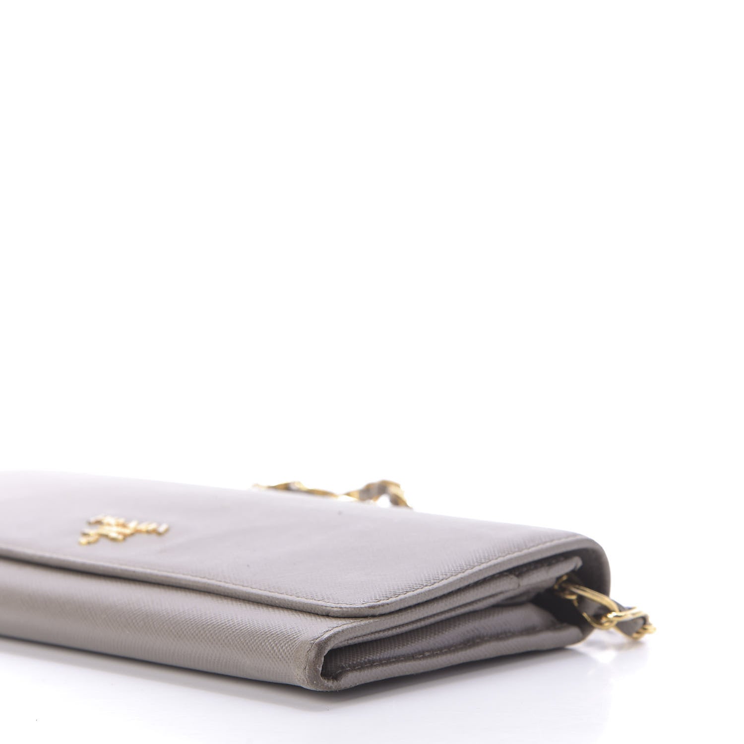 Prada Saffiano Metal Oro Chain Wallet Argilla 7 of 9